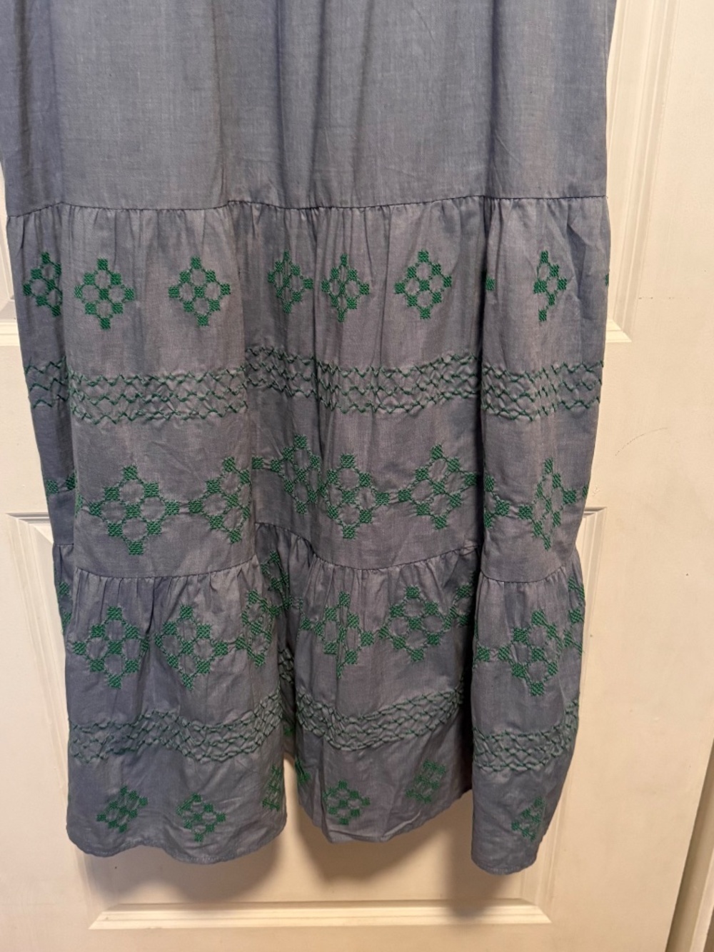 Tuckernuck Emerald Embroidered Chambray Salty Paloma Caftan Midi Dress Large - Picture 12 of 15
